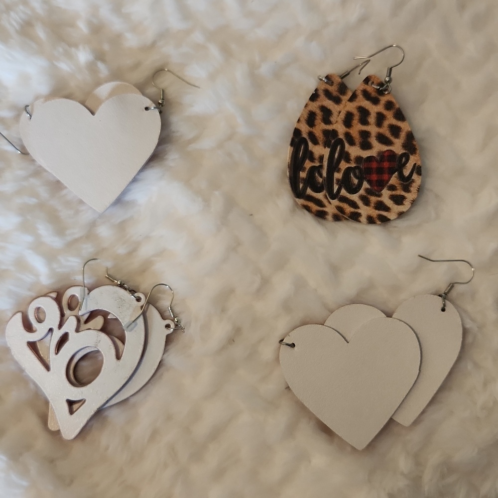 4 For 1 Handmade Heart And Love Dangle Earrings - Women Accessories Bundle Of 4 - Picture 8 of 8